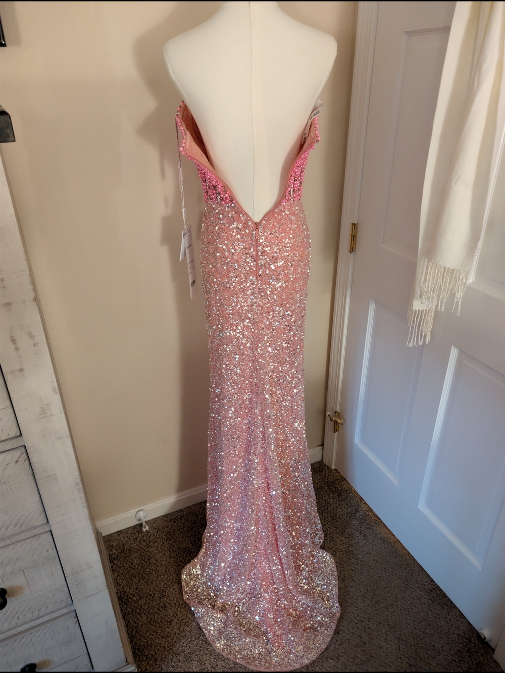 Portia & Scarlett PS26432C Pink Pearl Corset Sequin Formal Prom Gown Dress 6 - Picture 9 of 9